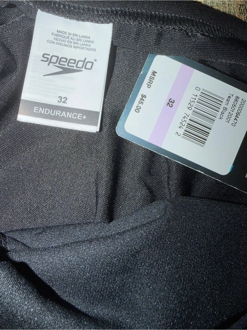 New Speedo Men's Swimsuit Brief Endurance+ Black Size 32